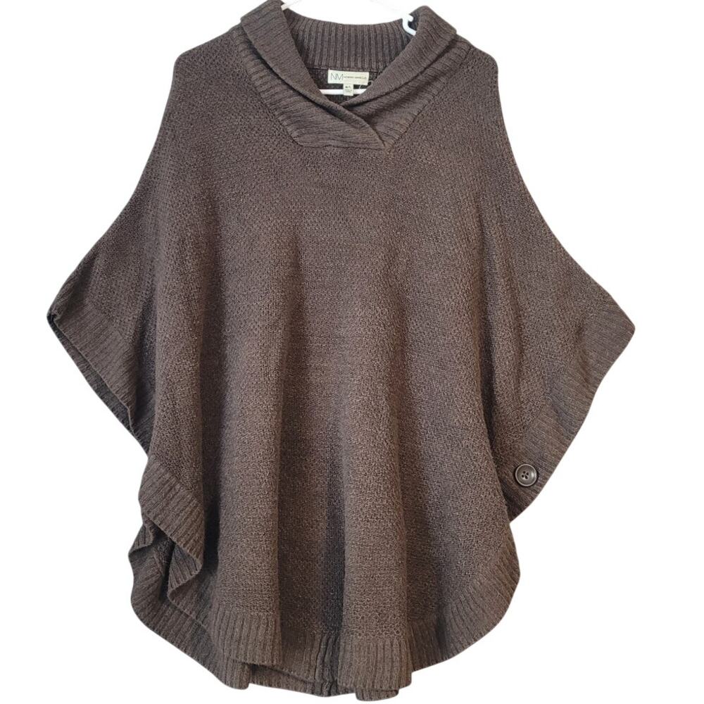 VTG Neiman Marcus Brown Poncho M L Quiet Luxury Coastal Grandma
